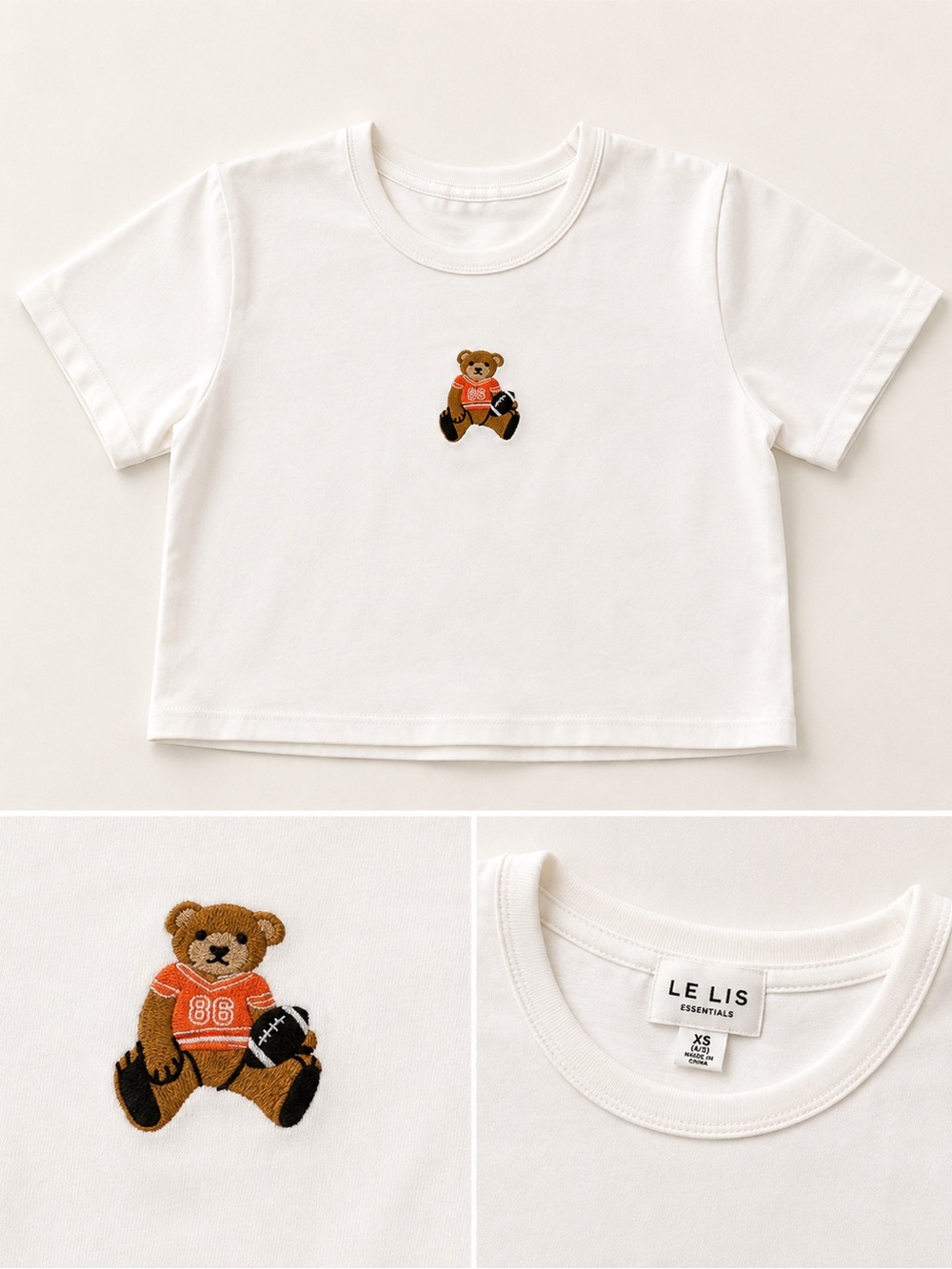 LE LIS White womenTeddy Football Graphic Tee
